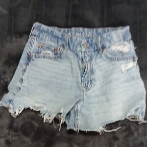 Hollister Light Blue Distressed Denim Shorts